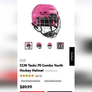 CCM Tacks 70 YT Pink Hockey Helmet
